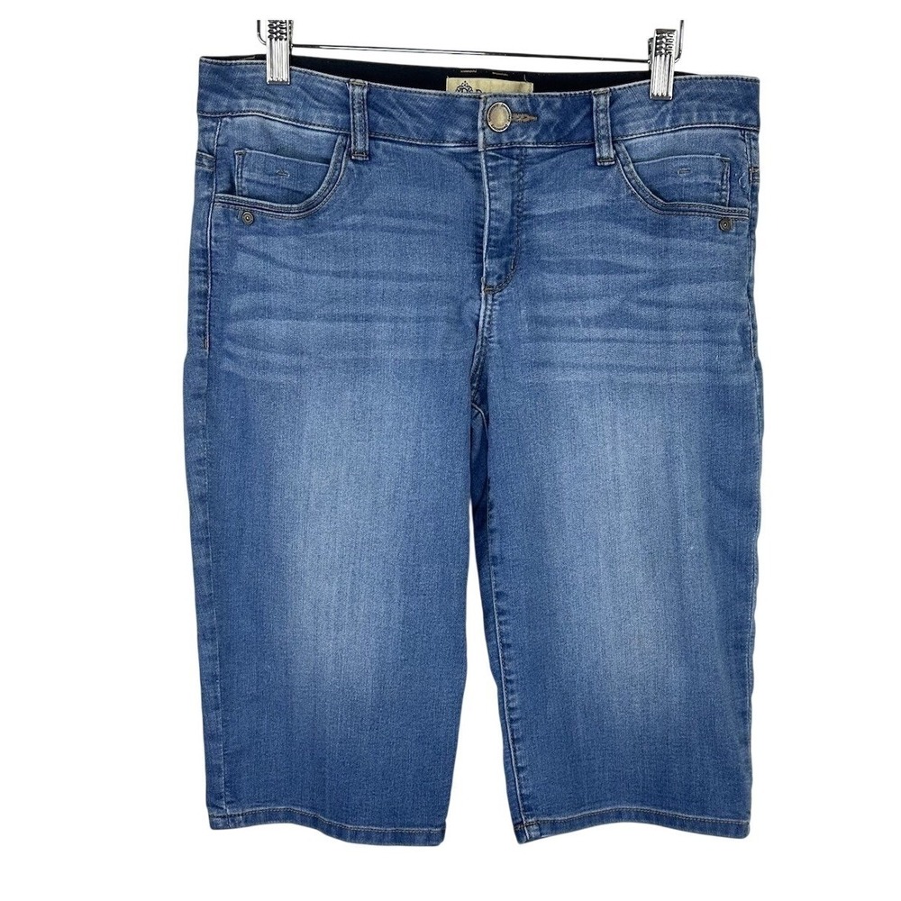 Democracy Denim Bermuda Jean‎ Shorts AB Solution Medium Wash Stretch Women's 8
